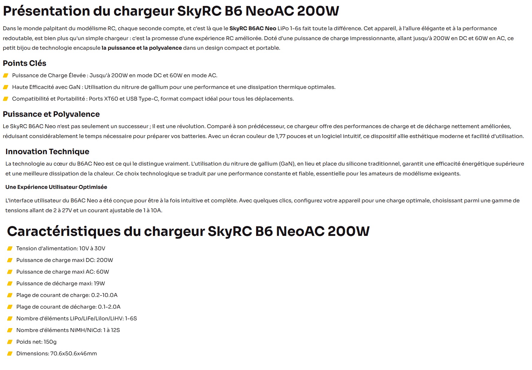 descriptif Chargeur SKYRC B6AC NEO